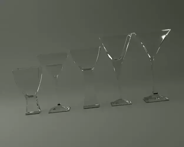 GLASSWARE---Square Cocktail Glasses 3D Model Collection