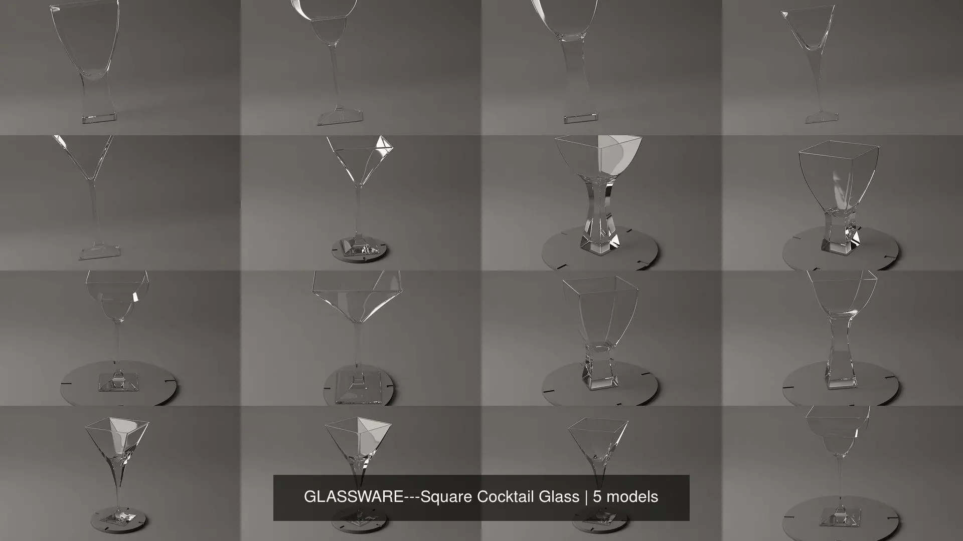 GLASSWARE---Square Cocktail Glasses 3D Model Collection_6