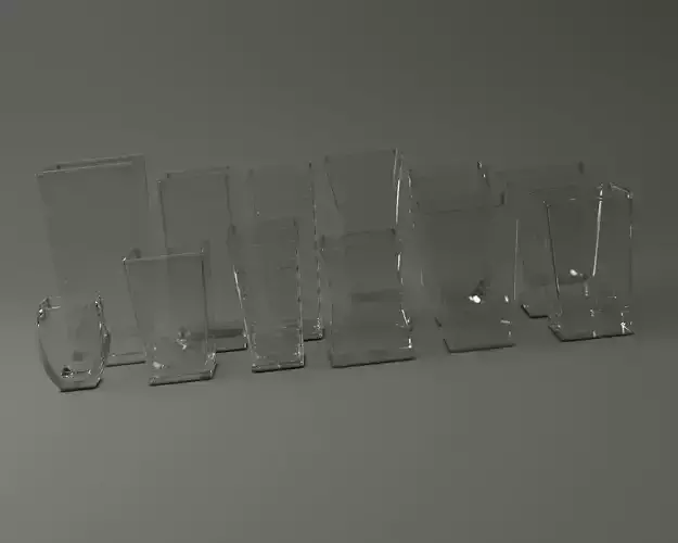GLASSWARE---Square Water Glasses 3D Model Collection