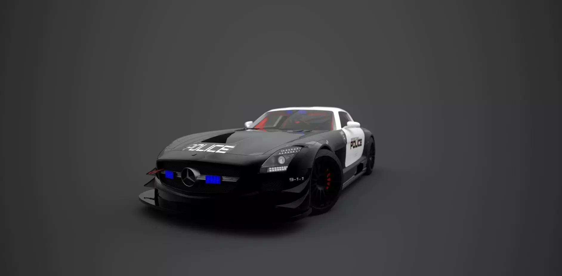 Police Mercedes Benz SLS AMG Low-poly 3D model