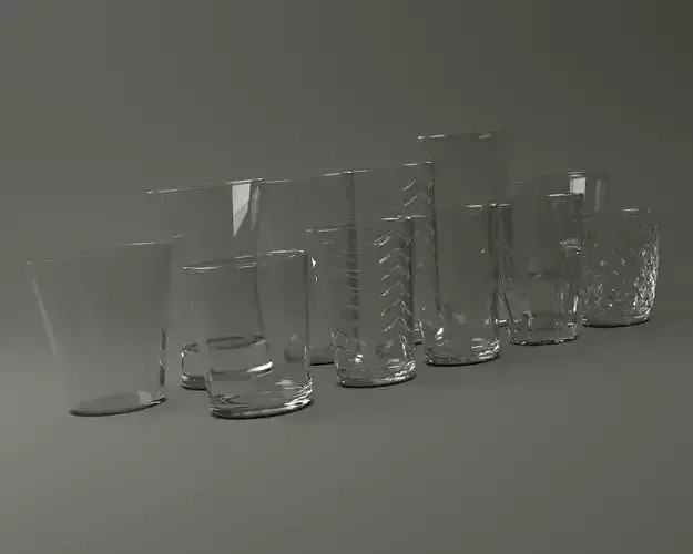GLASSWARE---Water Glasses 012-022 3D Model Collection