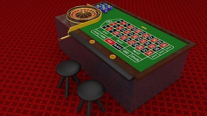 Miniature Roulette Table For Casino Interior 3D model