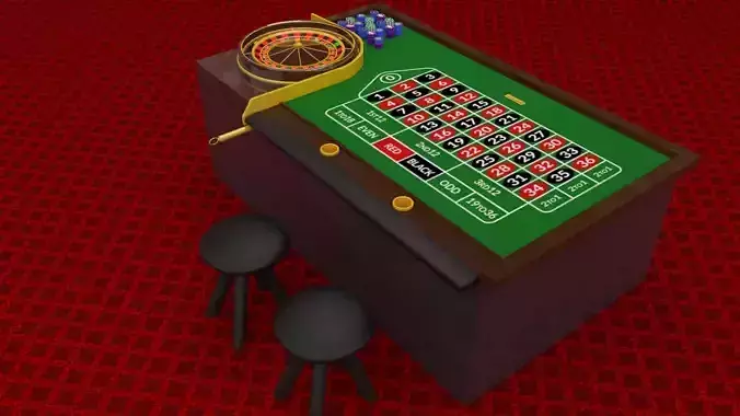 Miniature Roulette Table For Casino Interior 3D model