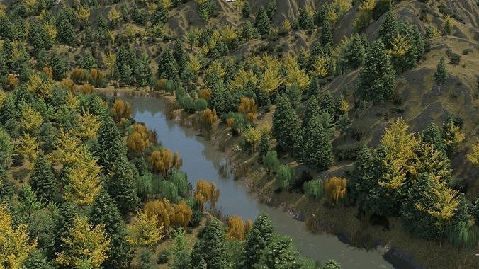 Mountain Forest Landscape 3D model 2