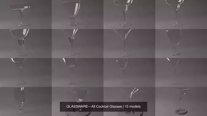 GLASSWARE---All Cocktail Glasses 3D Model Collection