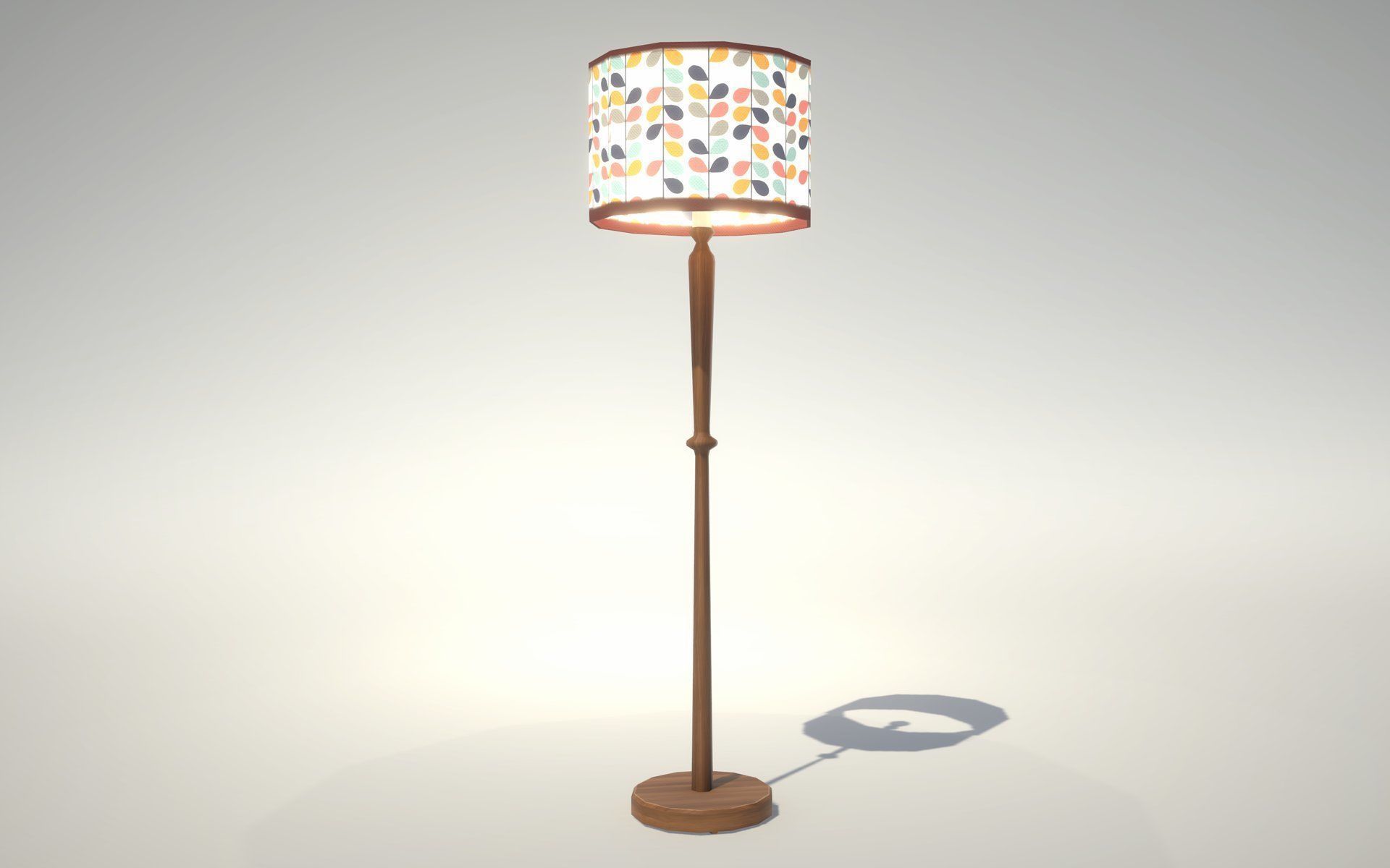 Vintage Floor Lamp Low-poly 3D model_2