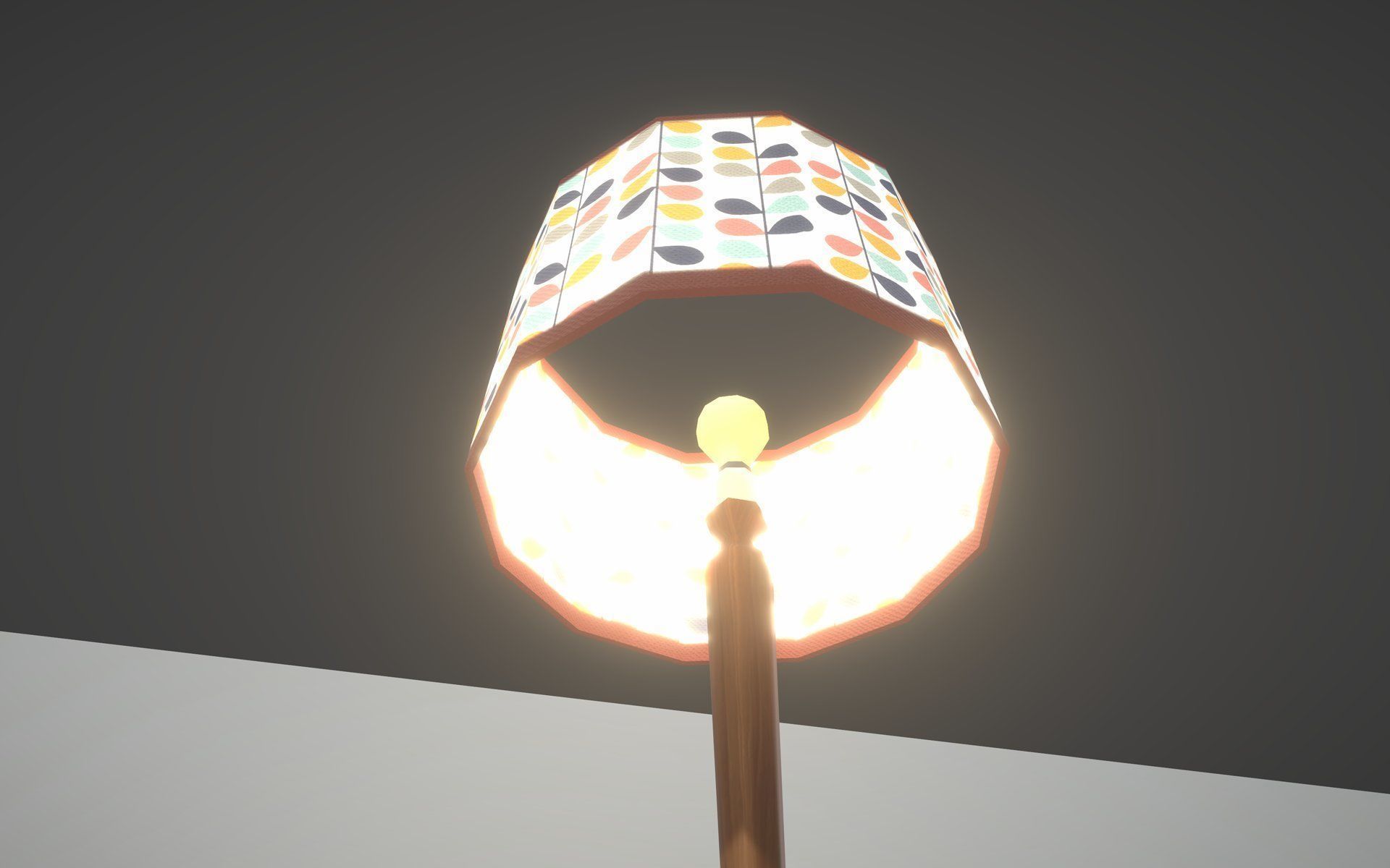 Vintage Floor Lamp Low-poly 3D model_3