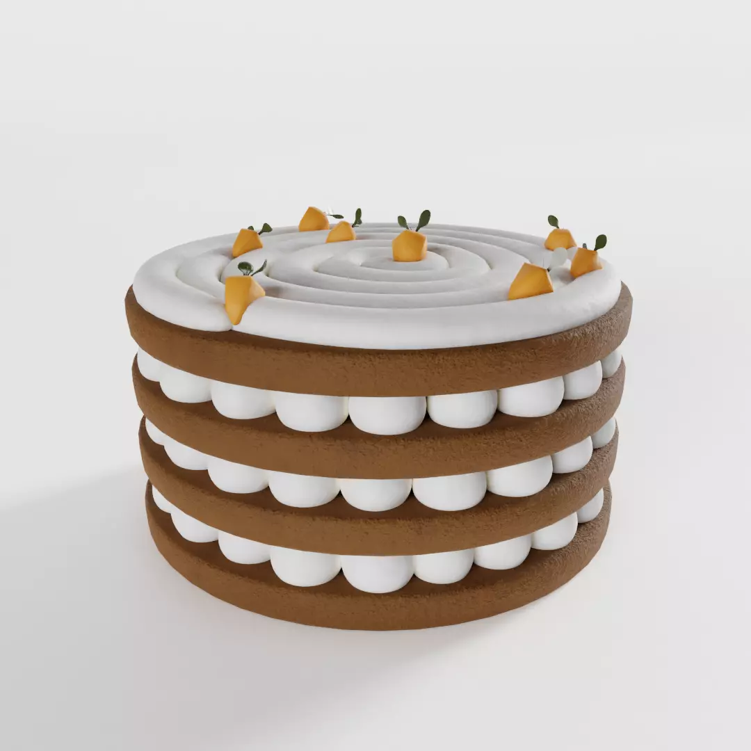 Carrot Cream Cake 3D model_0