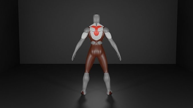 Big muscle hero for games Low-poly 3D model
