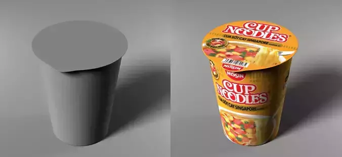 Noodle cup with detail textures ready to use