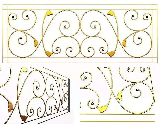 Forging Iron Forged Balcony Railing Low-poly 3D model