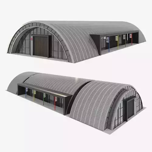 angar building with arched roof 3D model