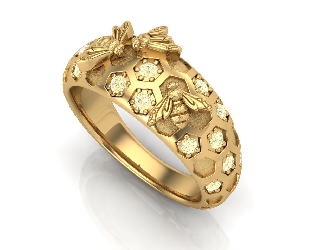 Bee ring 3D print model_3