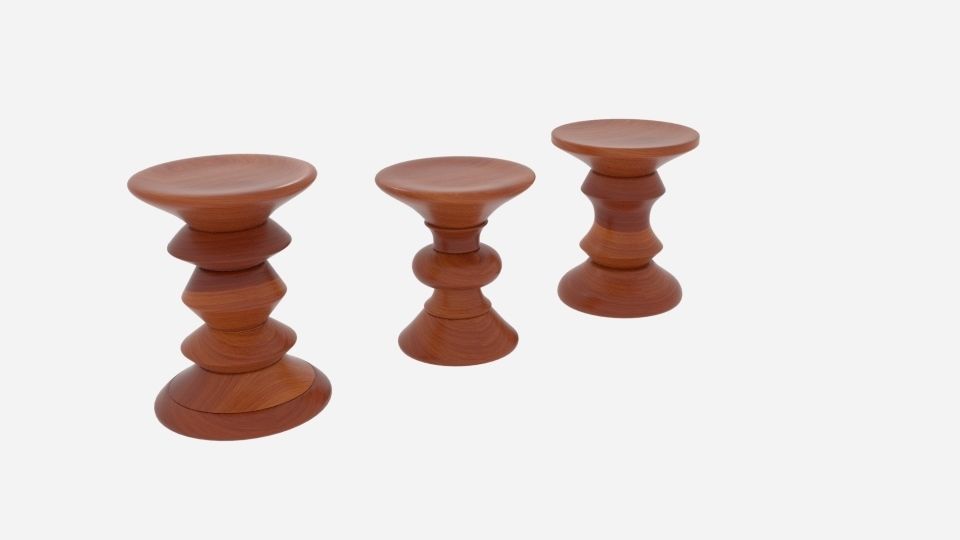 Eamesreg Walnut Stool Low-poly 3D model_3