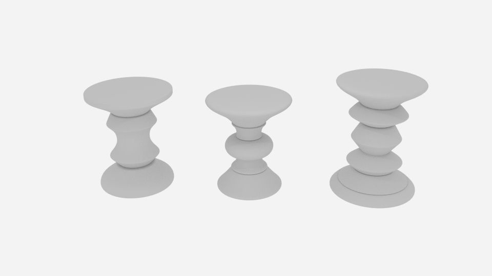 Eamesreg Walnut Stool Low-poly 3D model_4