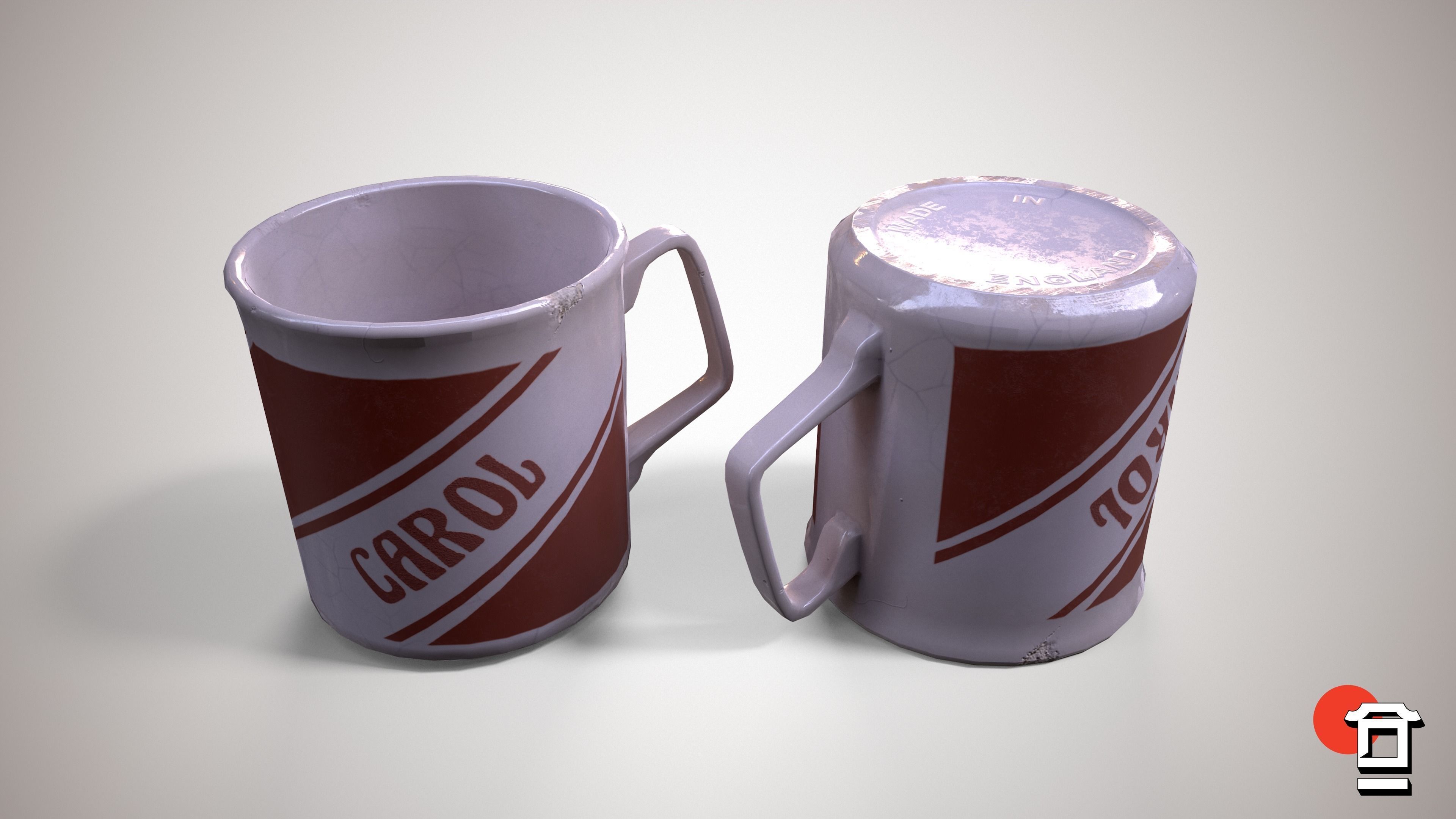 Carol Mug Cup - PBR Game Ready - Low-poly 3D model - Free low-poly 3D model_2