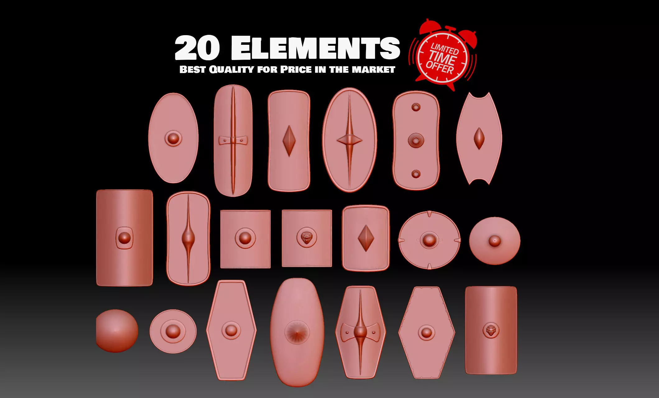 20 Roman and Medieval Shield collection for soldiers and warrior 3D print model_0