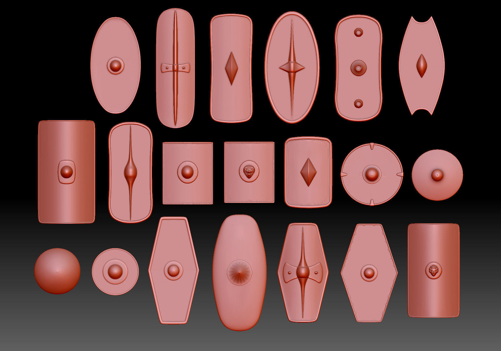 20 Roman and Medieval Shield collection for soldiers and warrior 3D print model_1