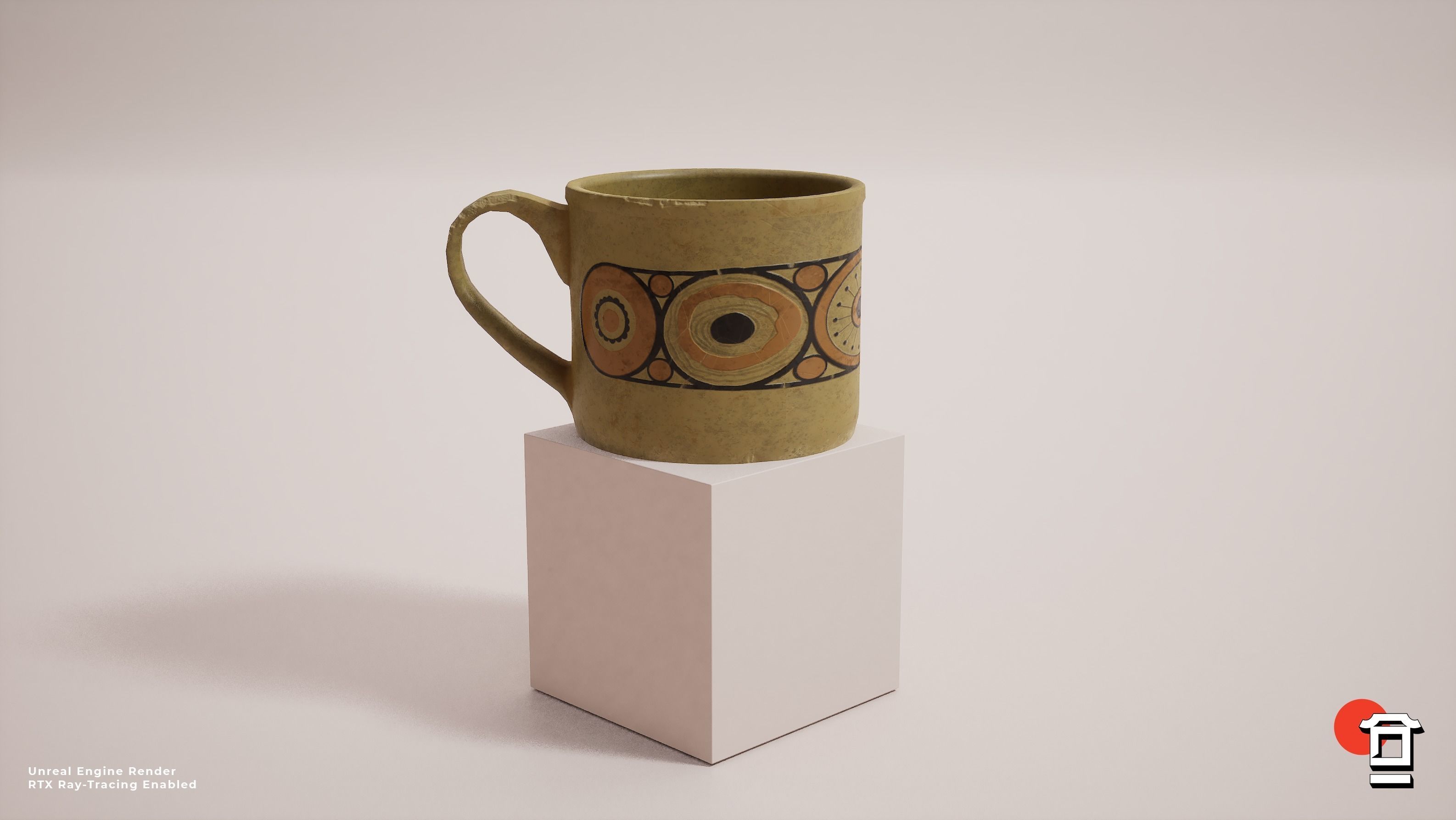 Seventies Themed Mug Cup - PBR Game Ready - Free low-poly 3D model_1