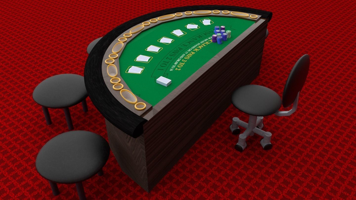 Miniature Blackjack Table For Casino Interior 3D model 3D model_6