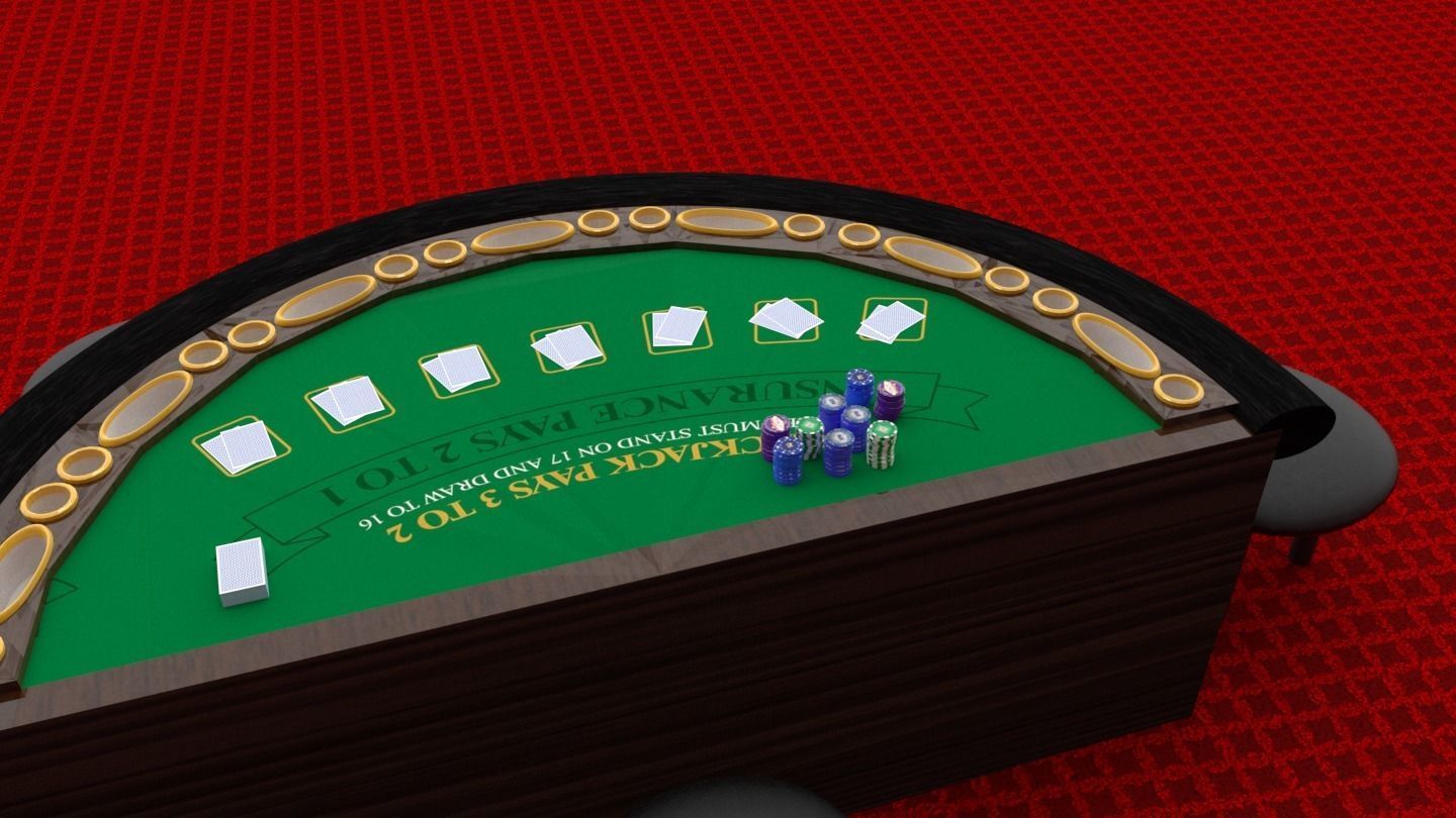 Miniature Blackjack Table For Casino Interior 3D model 3D model_3