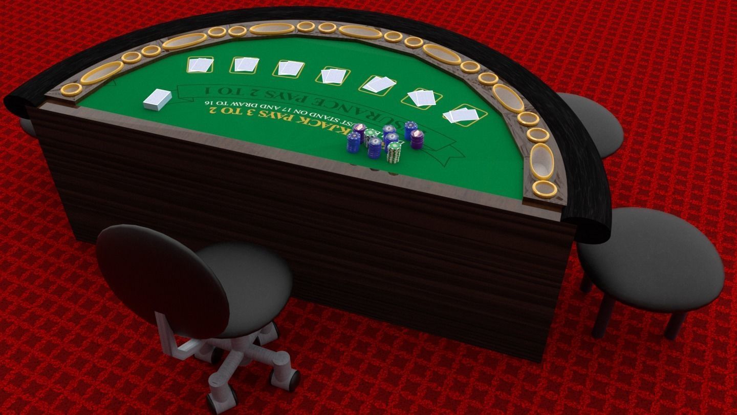 Miniature Blackjack Table For Casino Interior 3D model 3D model_4