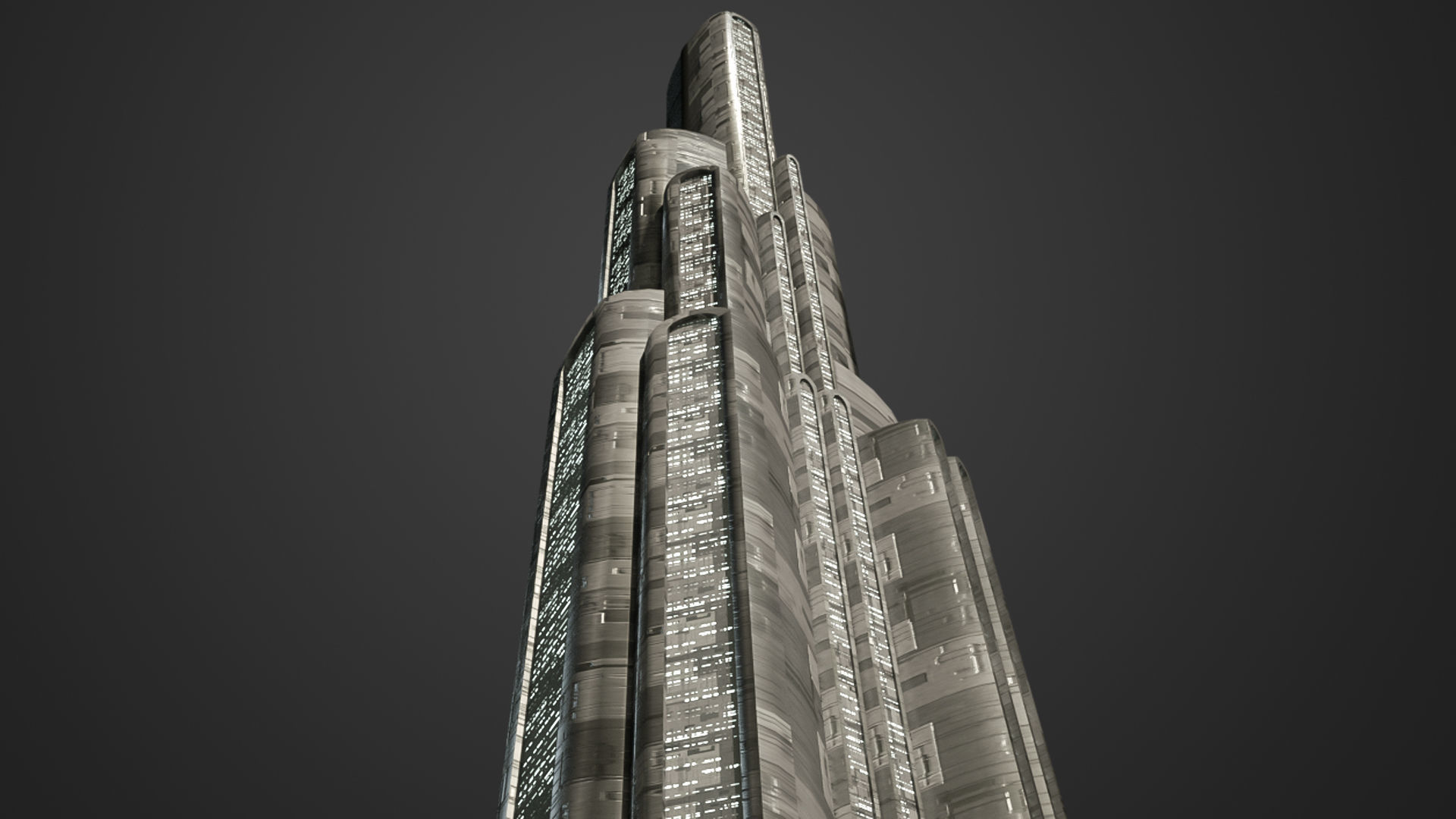 SciFi Building Low-poly 3D model_3