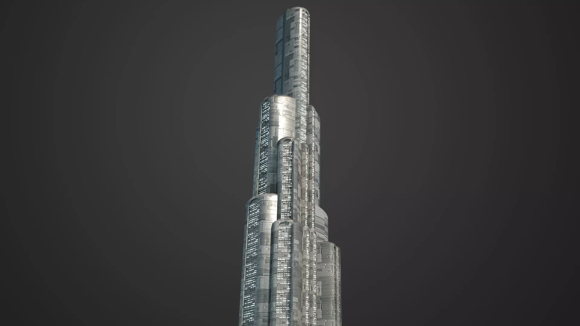 SciFi Building Low-poly 3D model_0