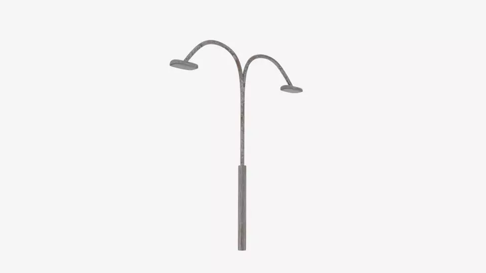 Twin Rust Curve Lamp Pole Low-poly 3D model