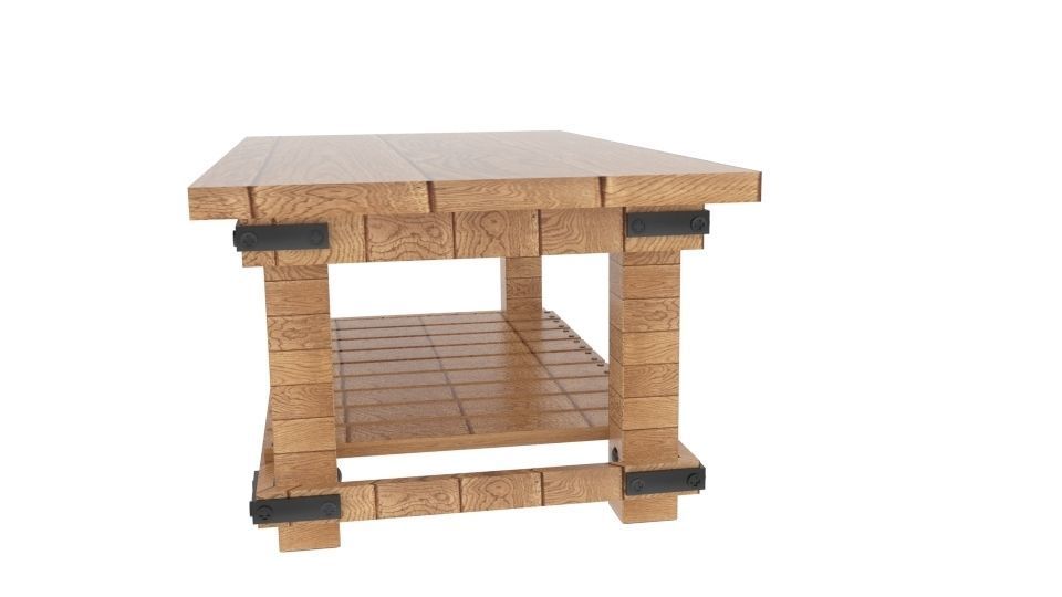 Cameron Coffee Plank Table Low-poly 3D model_1