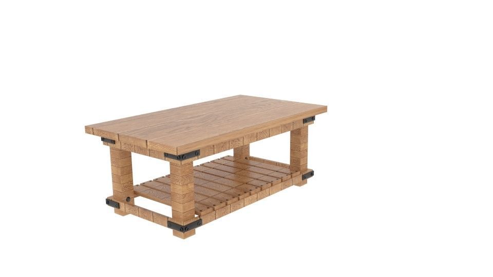 Cameron Coffee Plank Table Low-poly 3D model_3