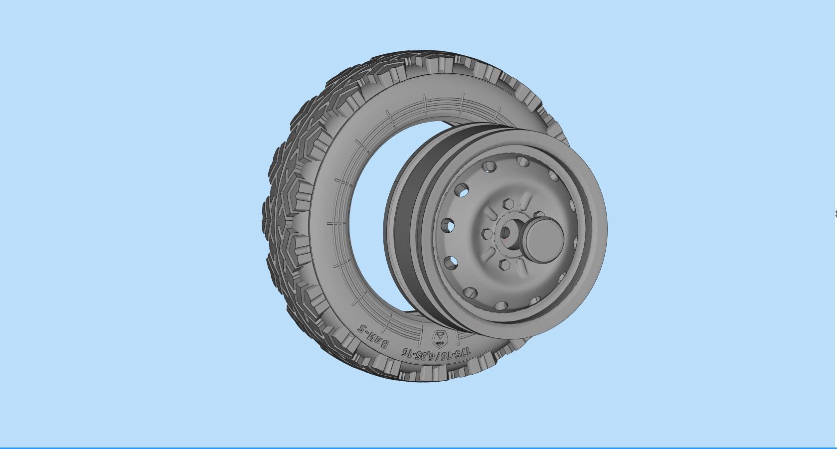STL printable Tire and Rims for Lada Niva  3D print model_11