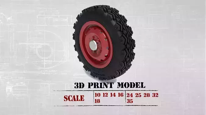 STL printable Tire and Rims for Lada Niva  3D print model
