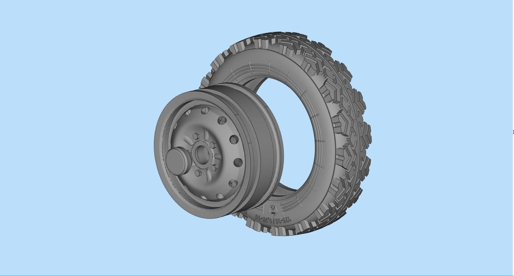 STL printable Tire and Rims for Lada Niva  3D print model_2