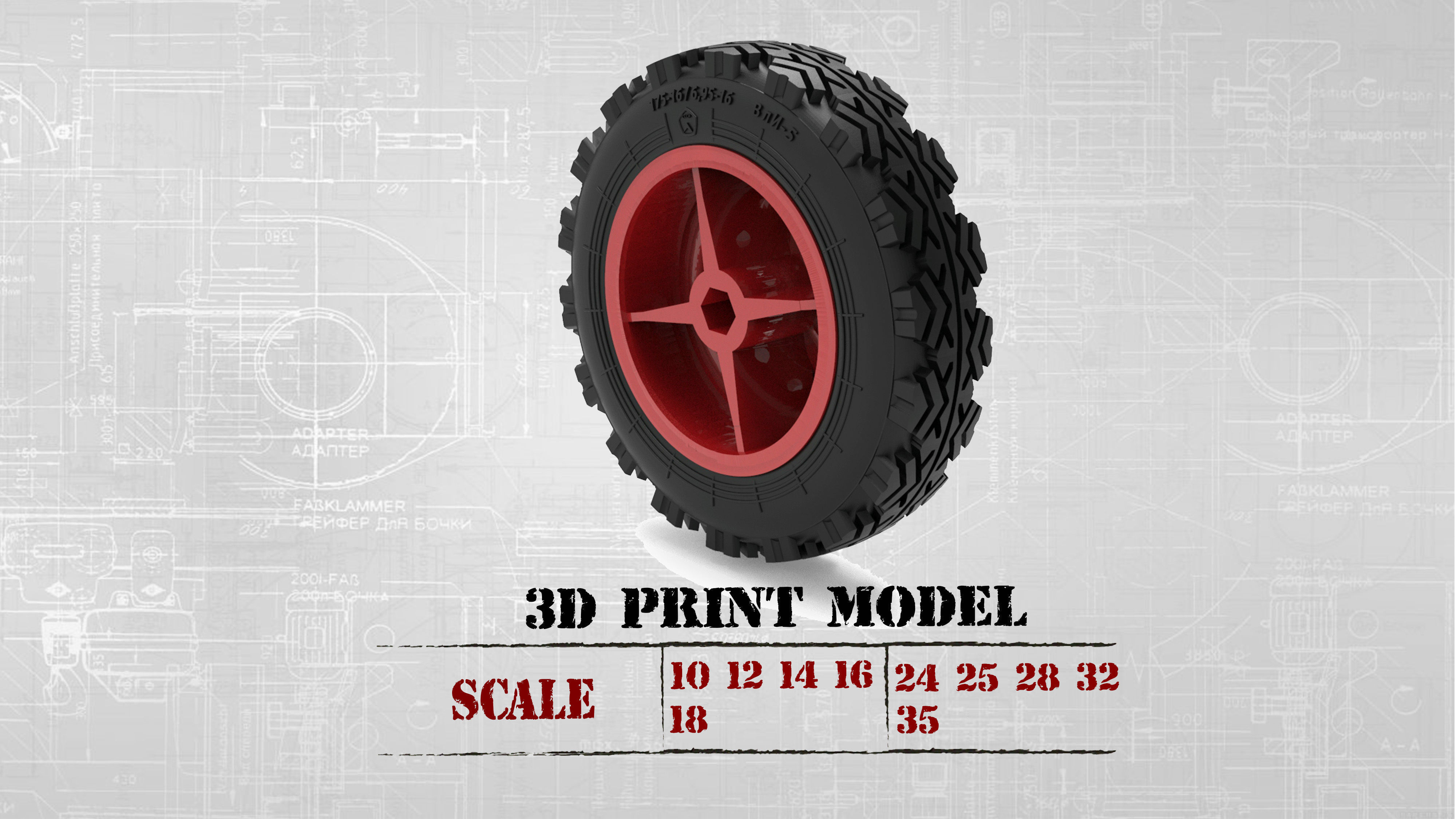 STL printable Tire and Rims for Lada Niva  3D print model_3