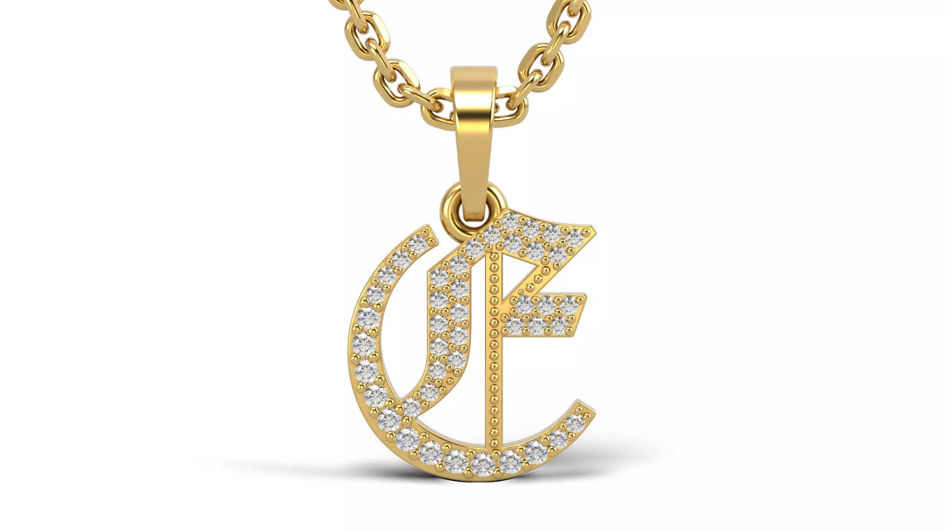 Old English E stone and solid V 2 3D print model