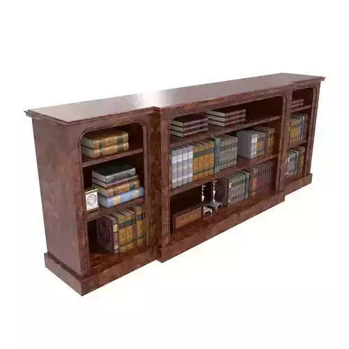 William IV Burr Walnut Veneered Breakfront Bookcase