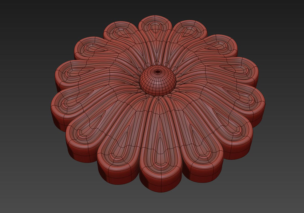 Round carved rosette  3D model_6