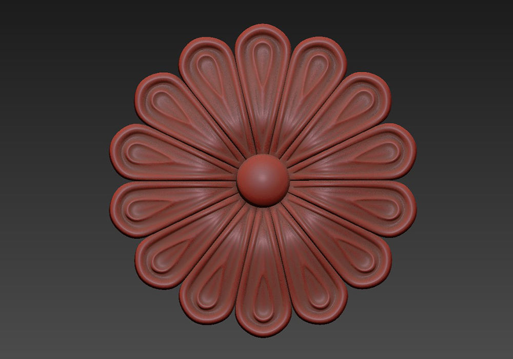 Round carved rosette  3D model_3