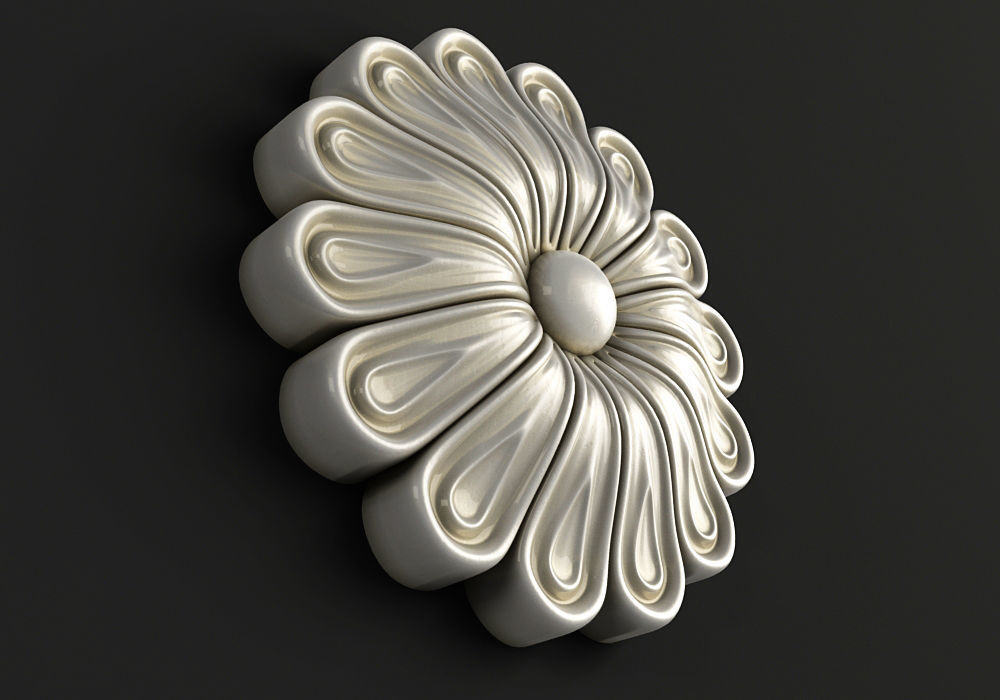 Round carved rosette  3D model_2