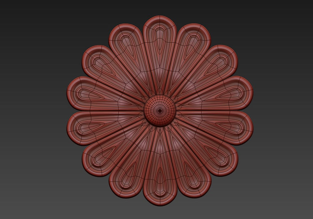 Round carved rosette  3D model_4