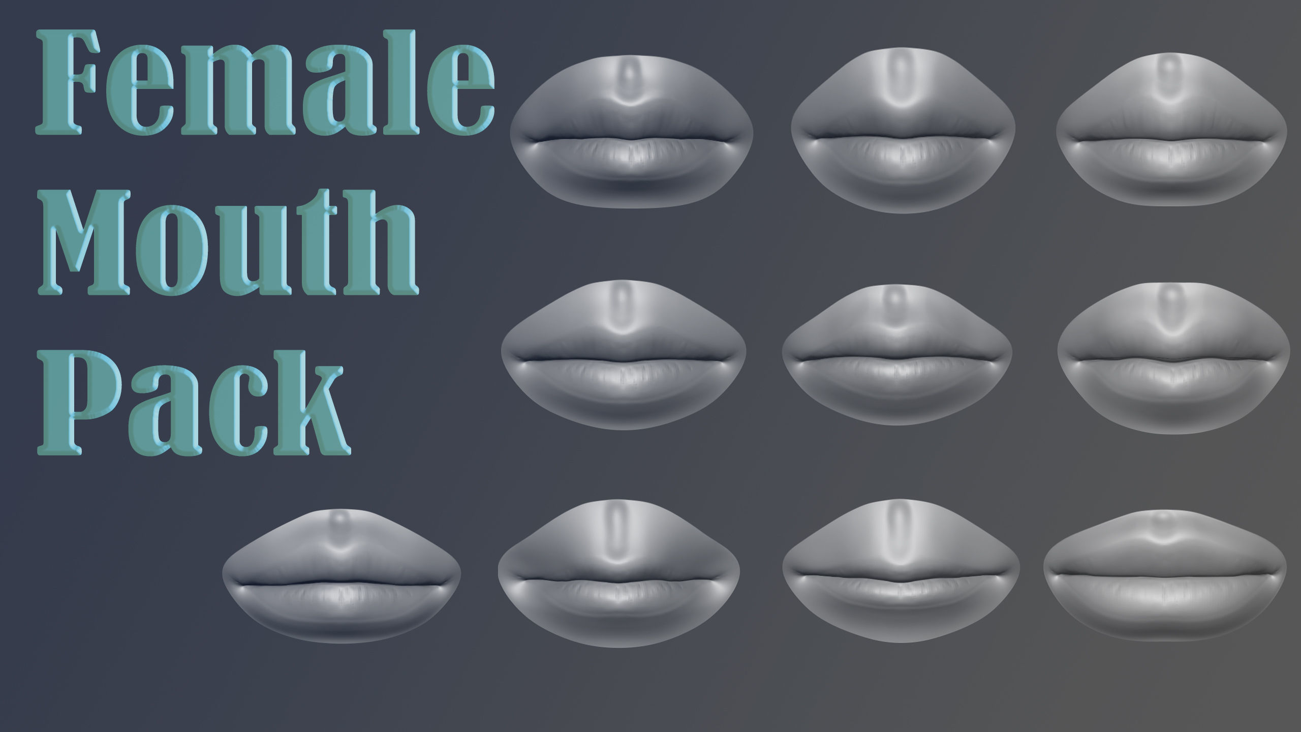 Full Female Head Pack 3D model_4