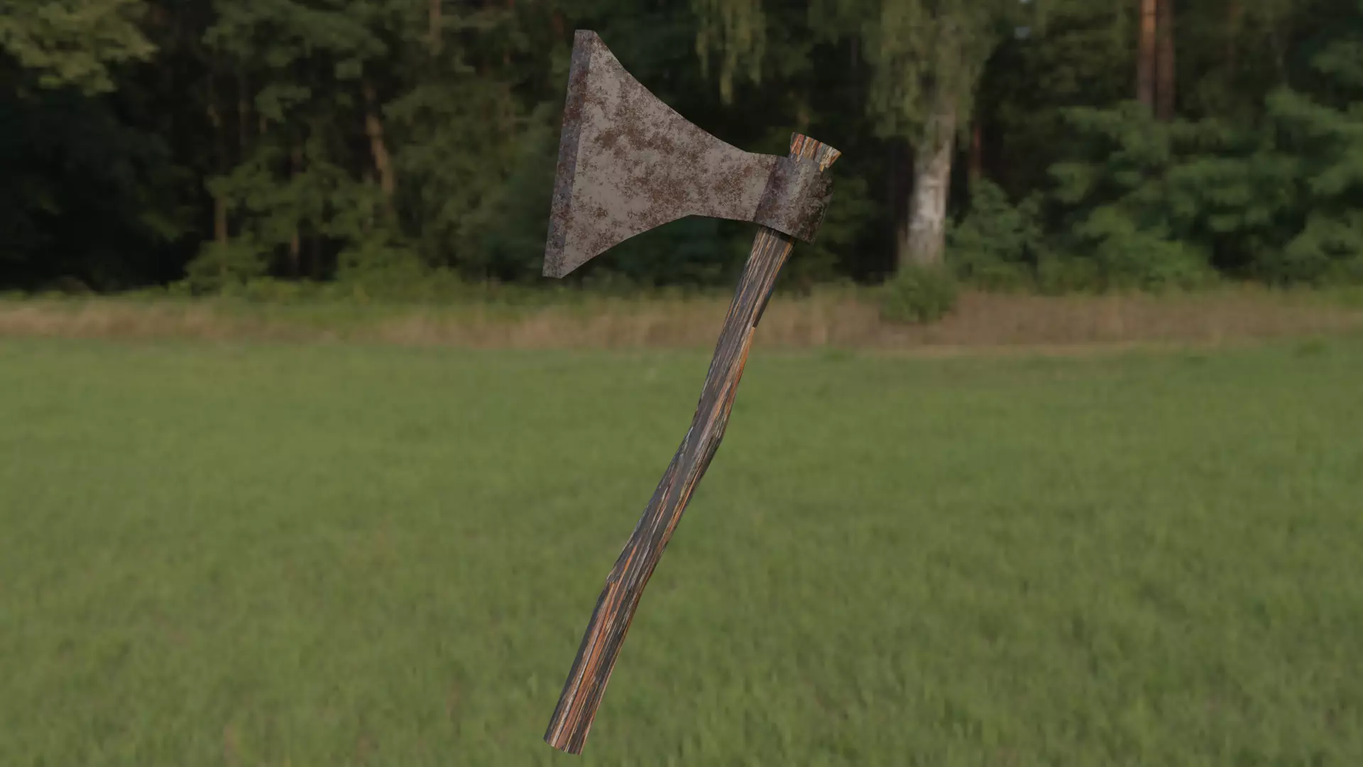 Handaxe axe in middle of field 3D model_0
