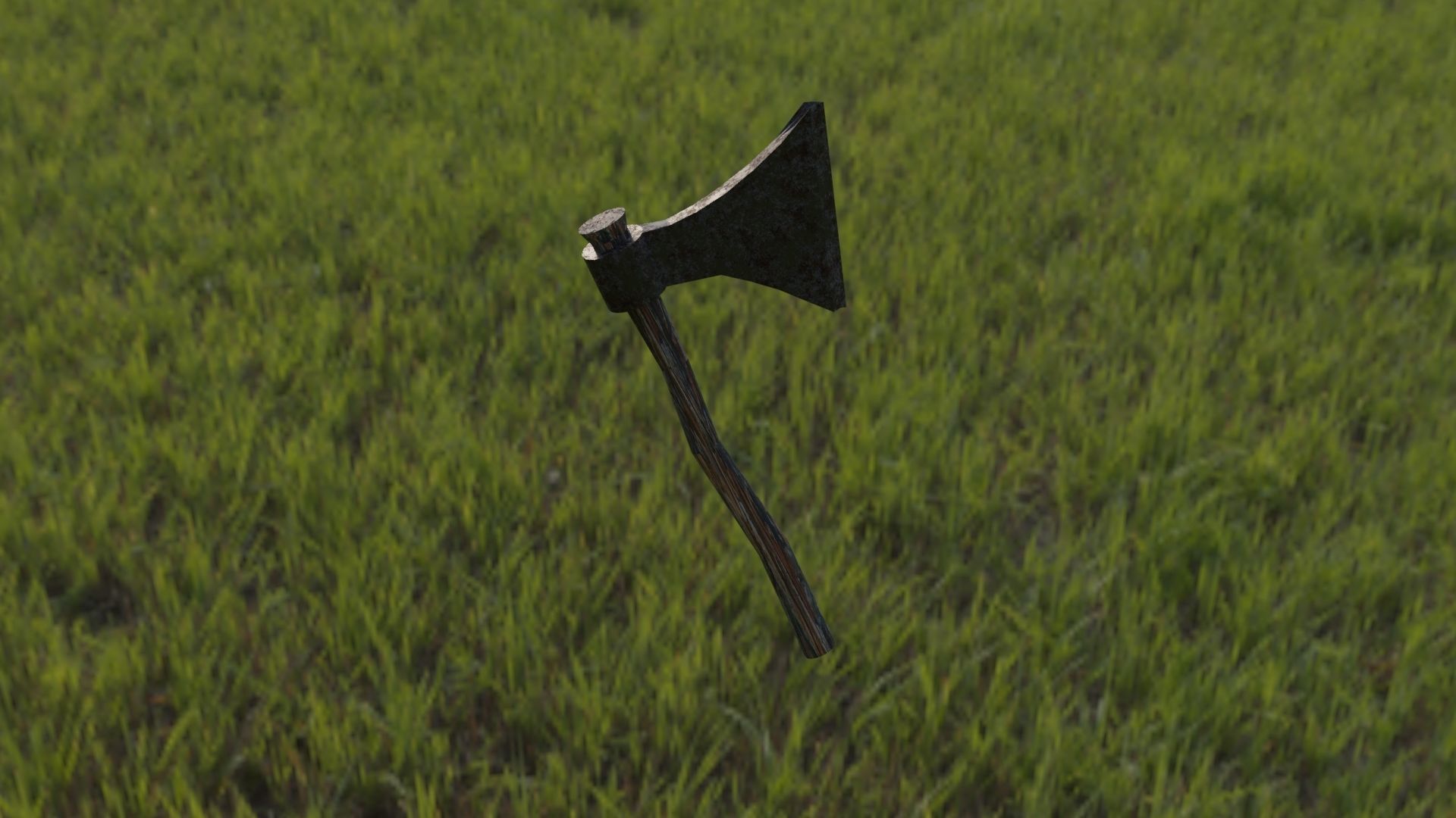 Handaxe axe in middle of field 3D model_3