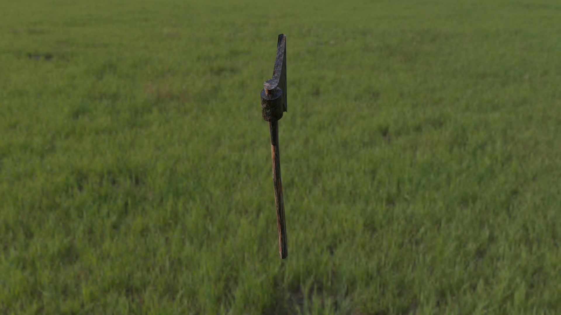 Handaxe axe in middle of field 3D model_4