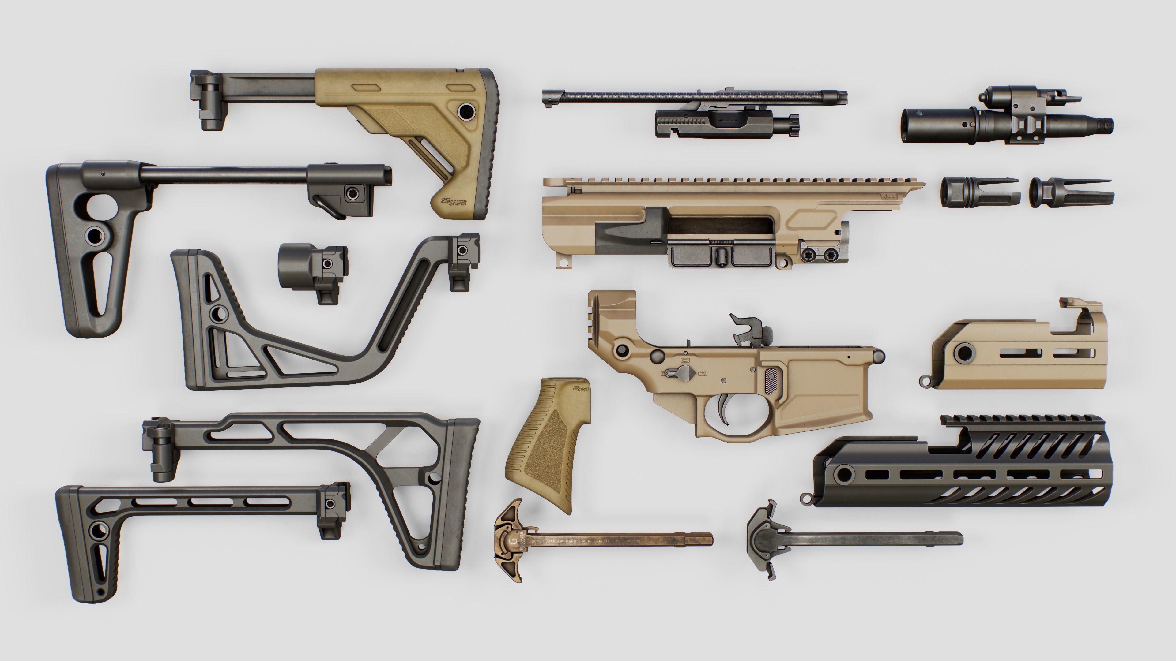 Sig Sauer MCX Rattler PDW Rifle Low-poly 3D model_4
