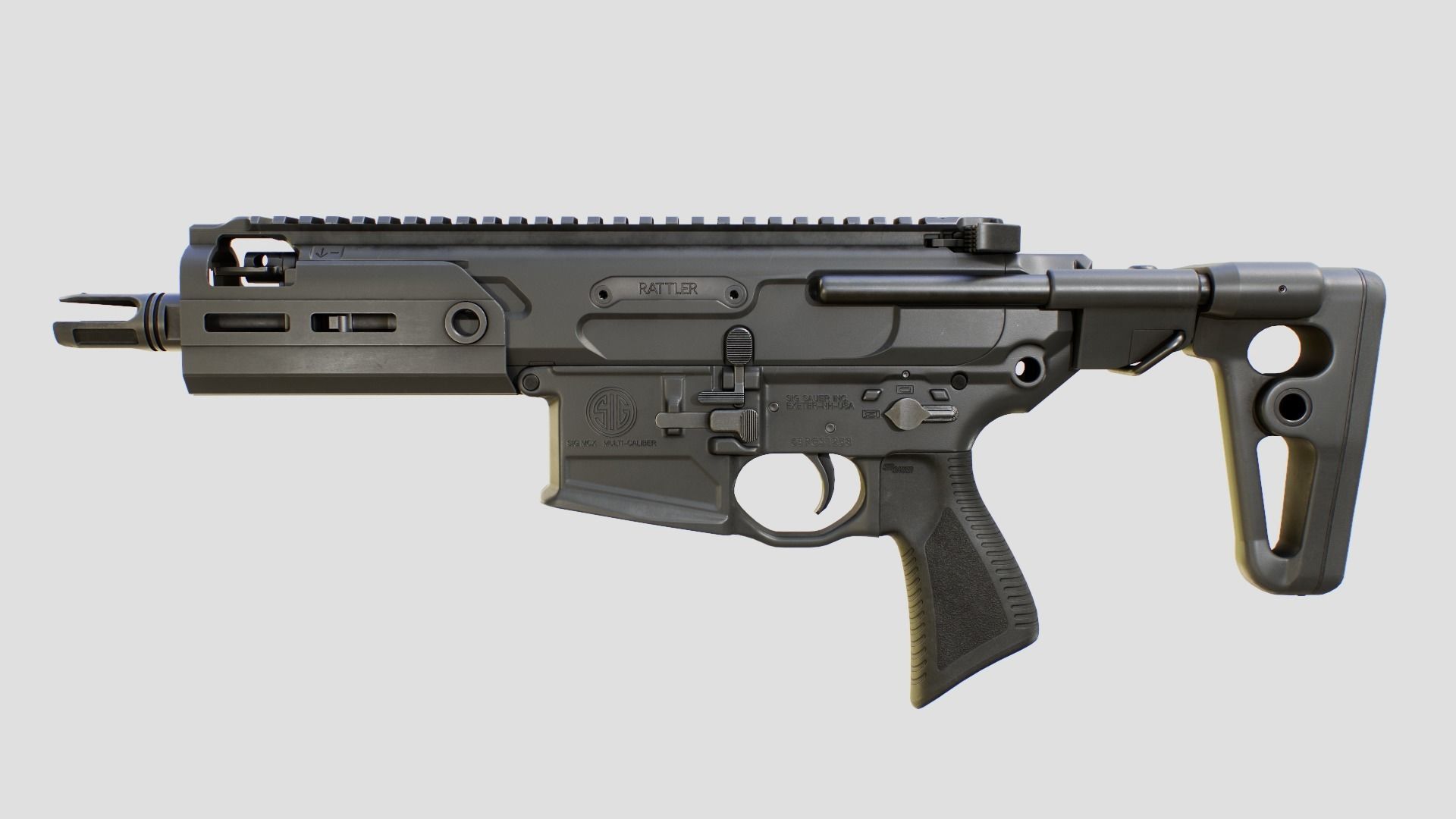 Sig Sauer MCX Rattler PDW Rifle Low-poly 3D model_5