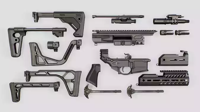Sig Sauer MCX Rattler PDW Rifle Low-poly 3D model