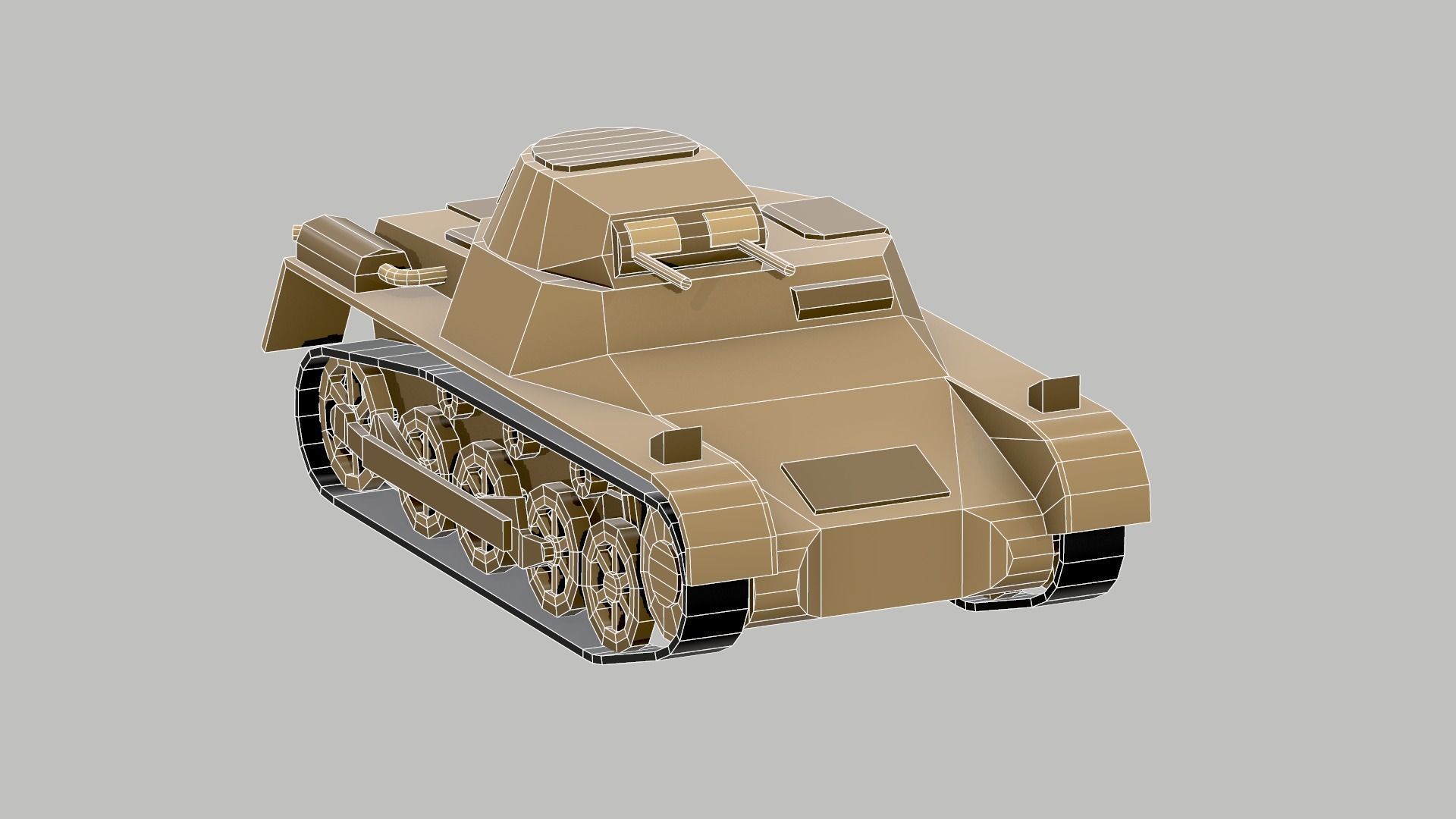 Set of low poly tanks Low-poly 3D model_5