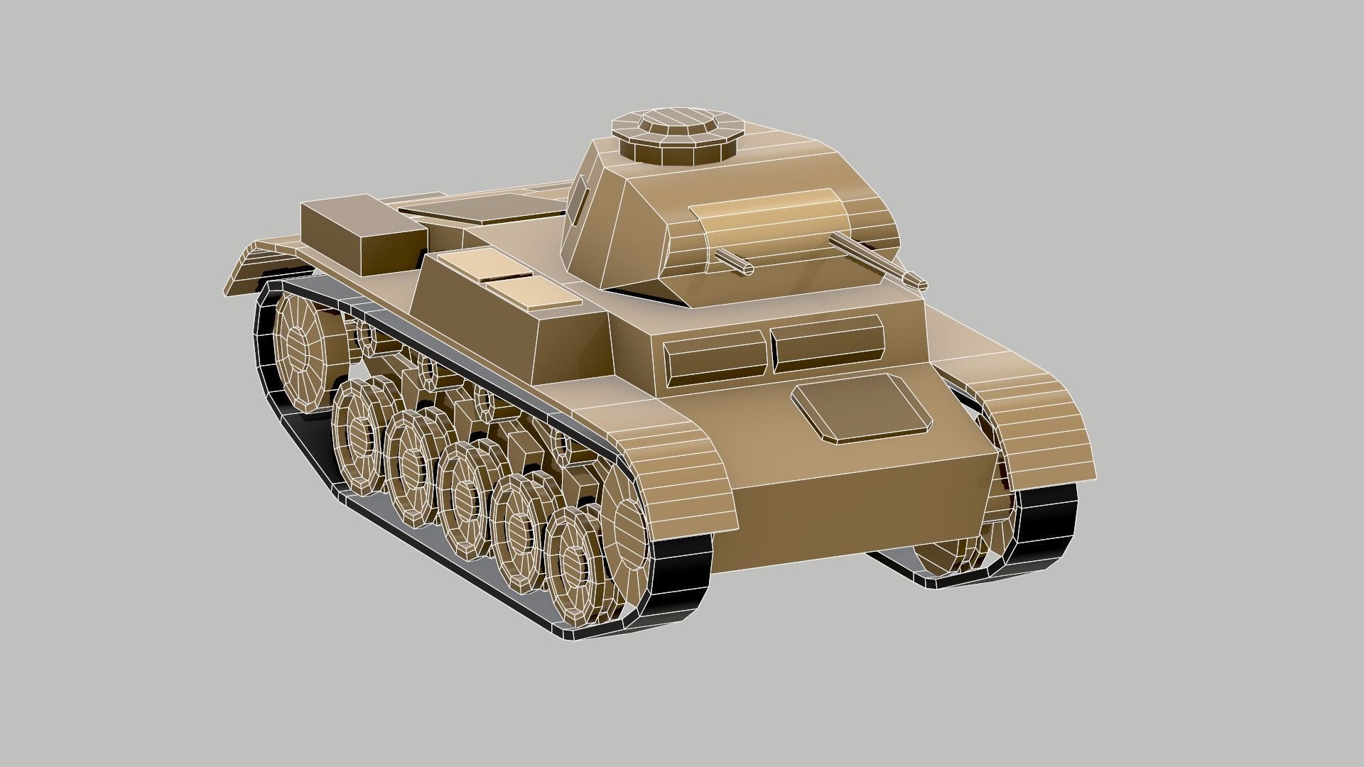 Set of low poly tanks Low-poly 3D model_9